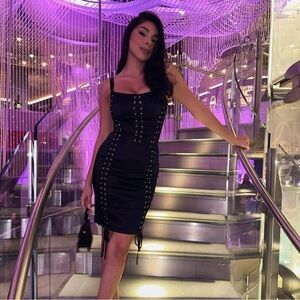 Navy blue corset style dress